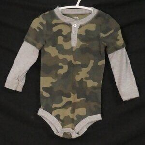 GEORGE Baby 18-24 months Camo Camouflage Long Sleeve Cotton Blend Bodysuit